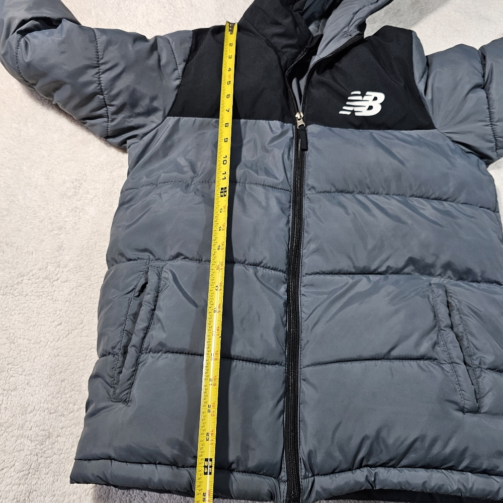 New Balance Black Gray Quilted Corduroy Ribbed Puffer Jacket 18/20 - Picture 8 of 8